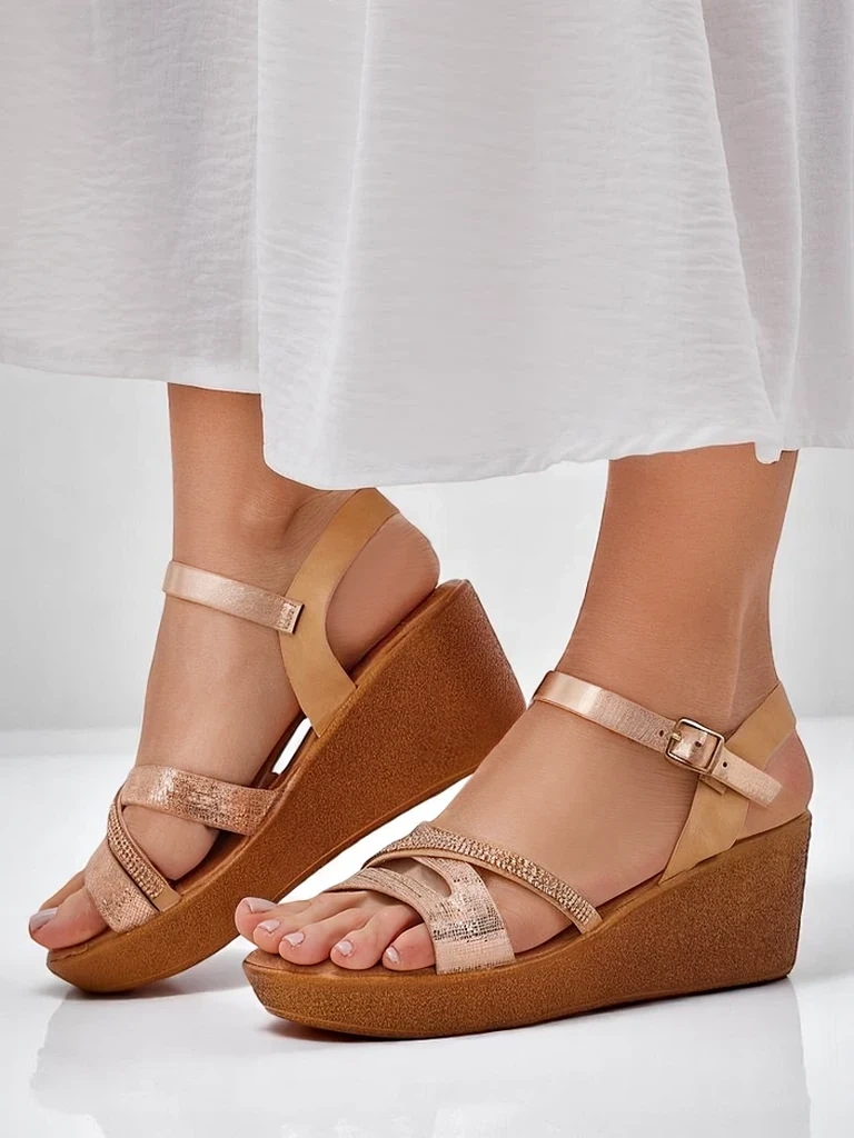 Resti Women's wedge sandals with rhinestones and glitter Eclat