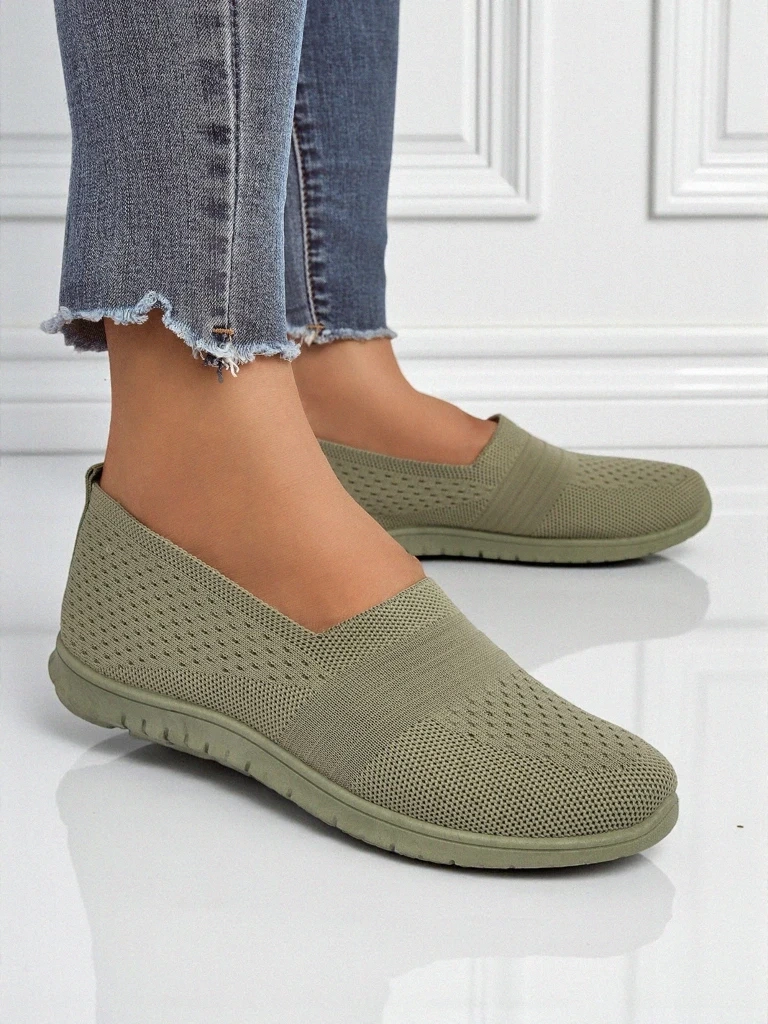 Resti Gaia Verde Womens Moccasins – Comfortable Green Fabric Flat Shoes