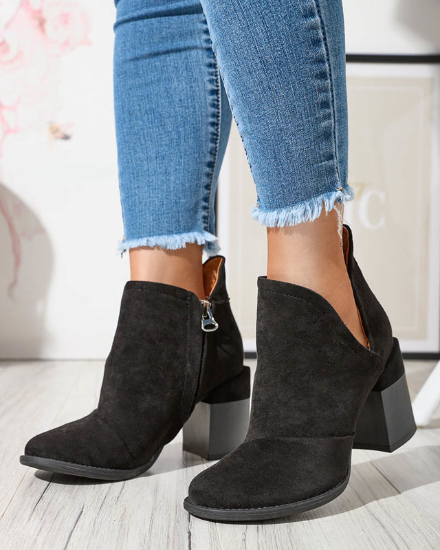 Resti Women's boots on the post with cut-outs in black. Encura- Footwear