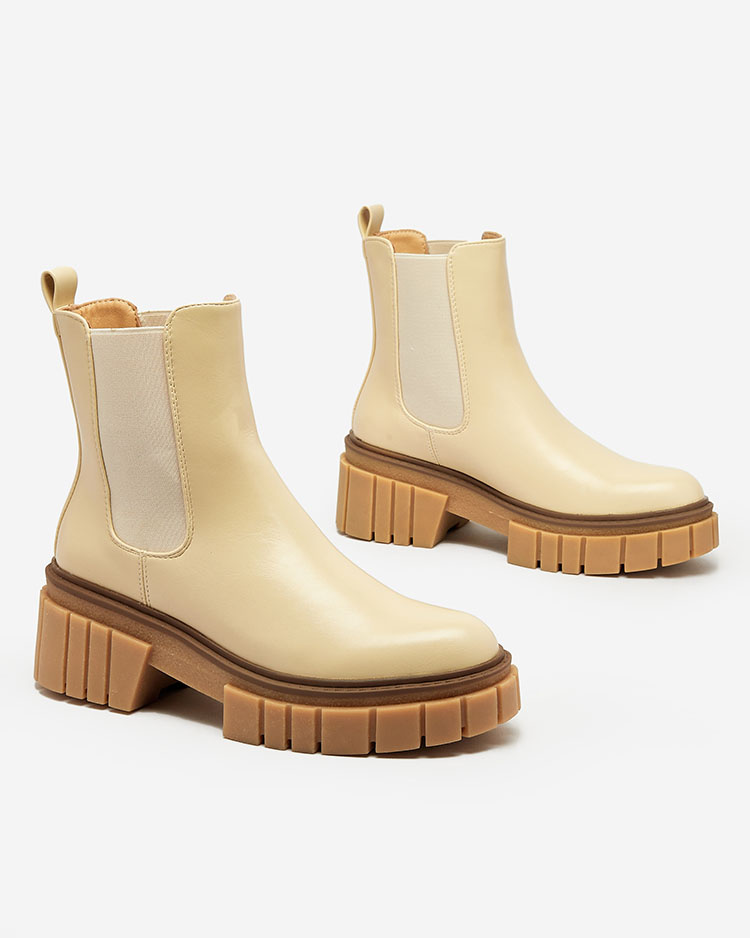 Resti Beige women&#039;s boots on a solid sole Eferope