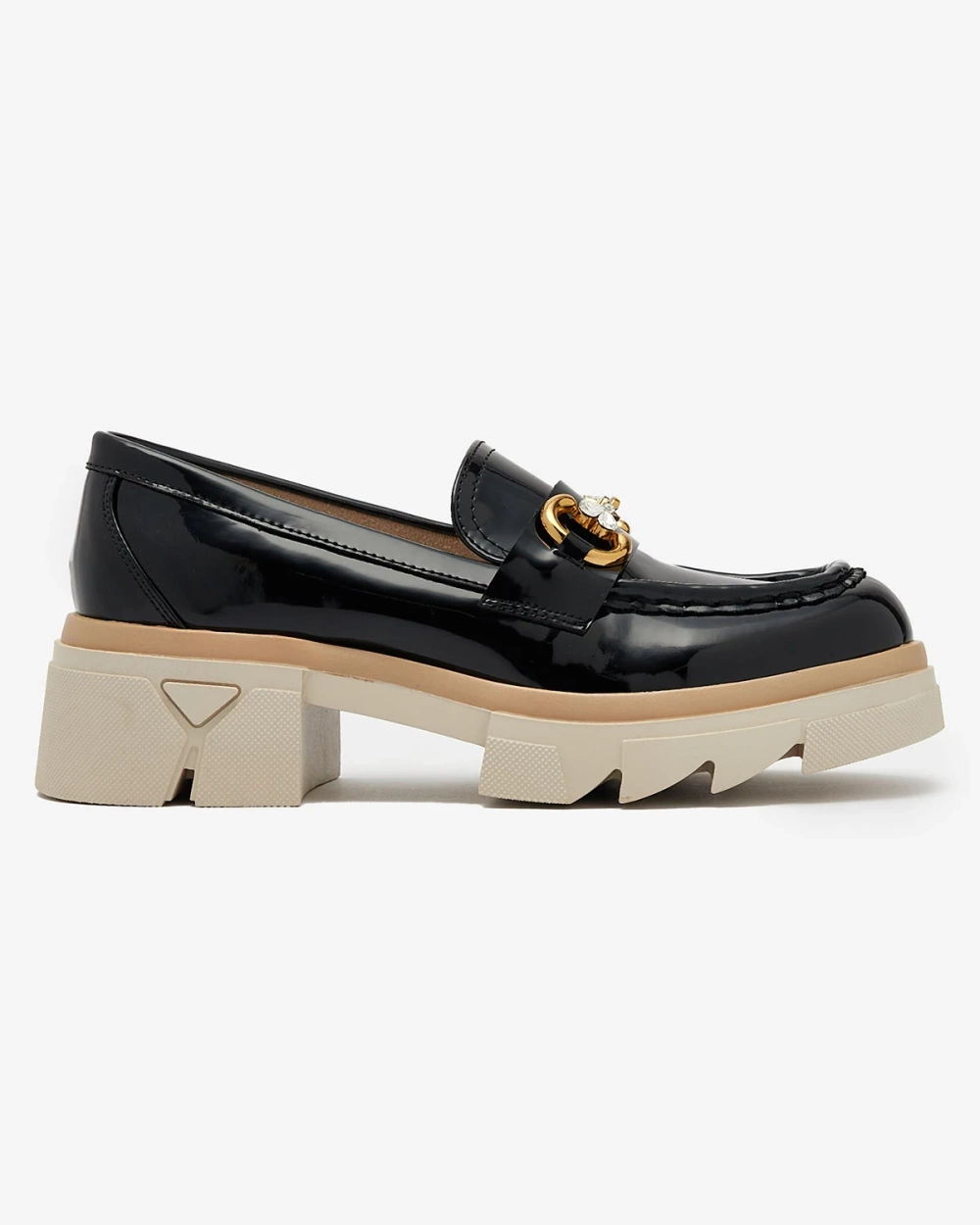 Resti Lacquered black women&#039;s moccasins with crystals Inriw - Footwear