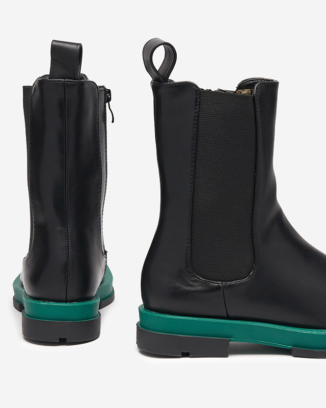 Resti Women&#039;s high boots with a square toe in black and green Litepi - Footwear