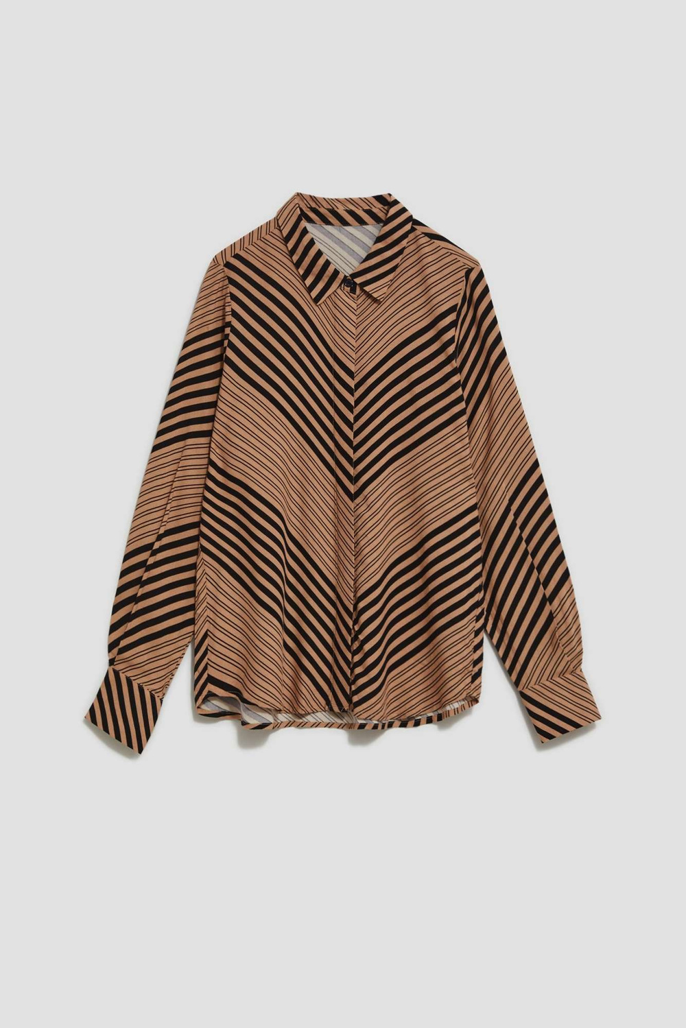 Marisse Dark Beige Striped Shirt