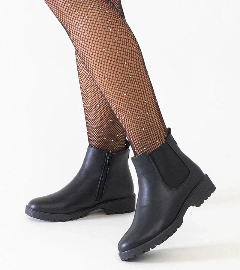 Gemre Botine casual clasice negre din piele ecologică Salara.