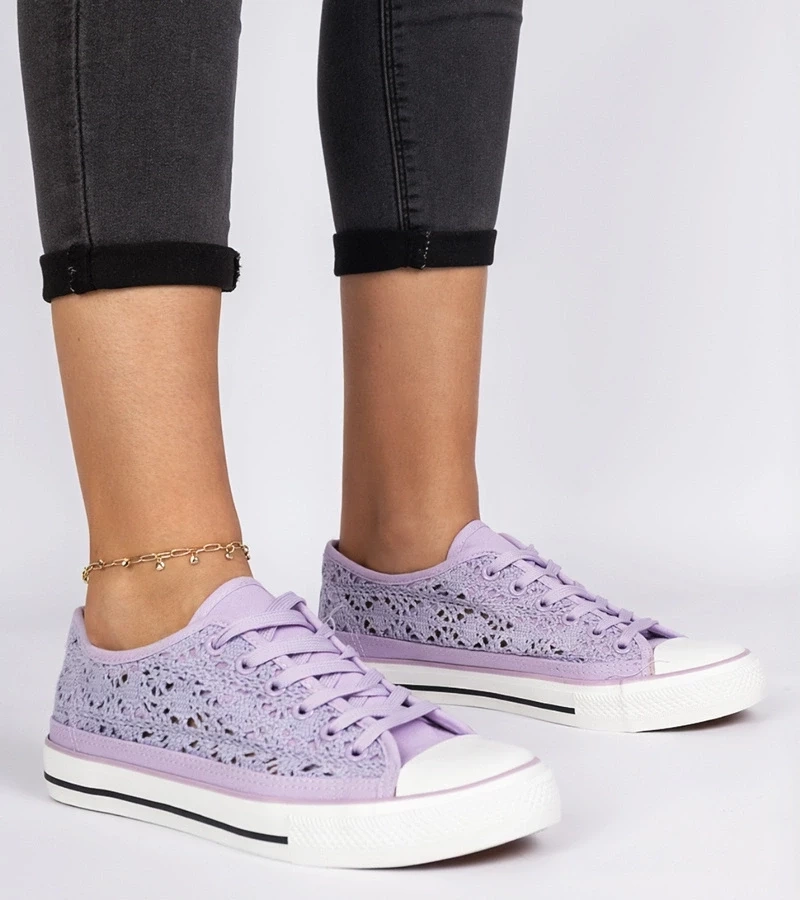 Gemre Pantofi sport damă din pânză perforată mov Saha