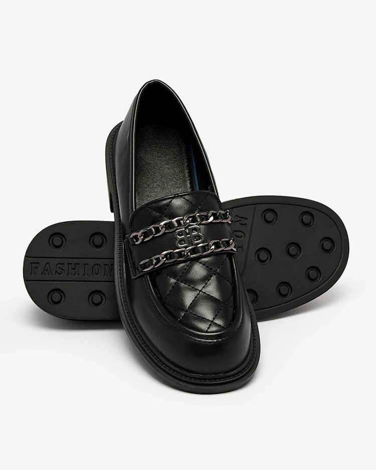 Resti Black moccasins with quilted nose Kusanna