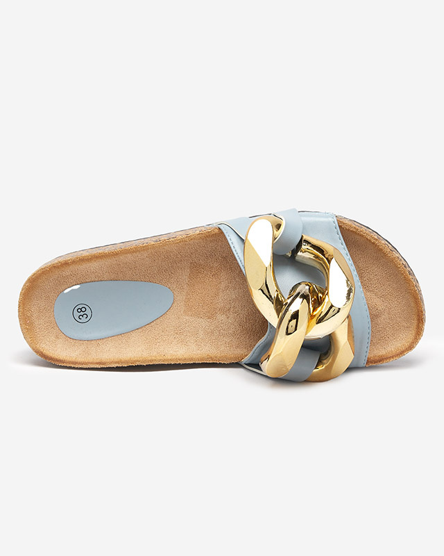 Resti Ladies&#039; blue slippers with Sofig- Footwear decoration
