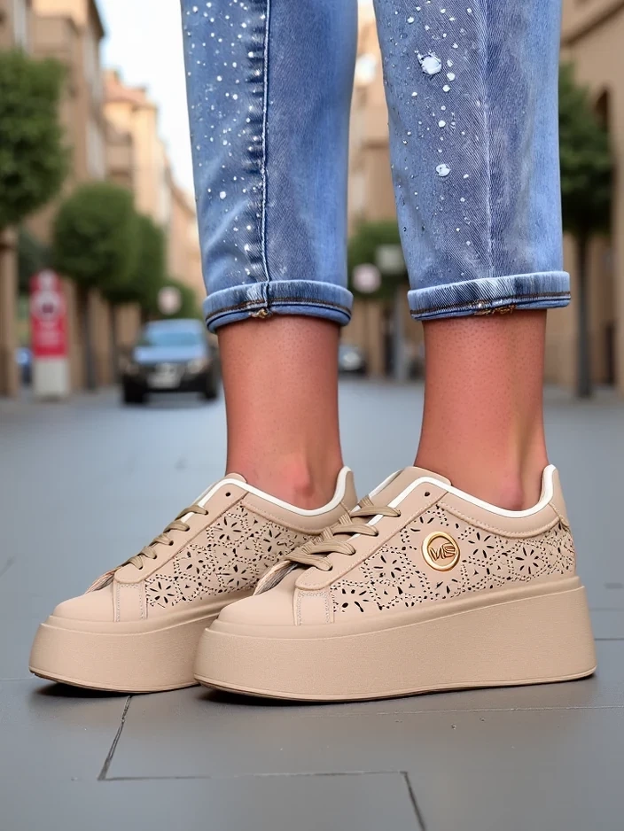 Resti Women&#039;s platform sneakers Callista ecru eco-leather