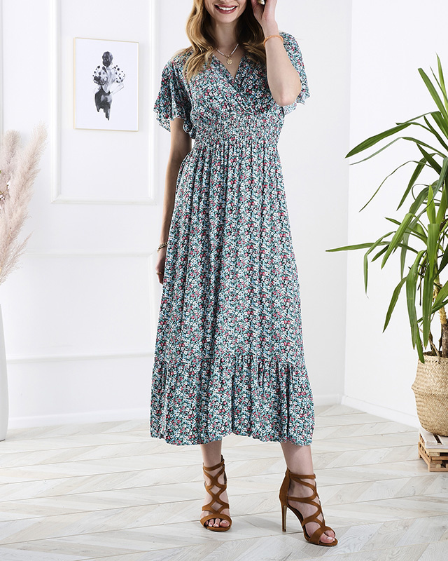 Resti Women's floral midi dress in blue- Clothing