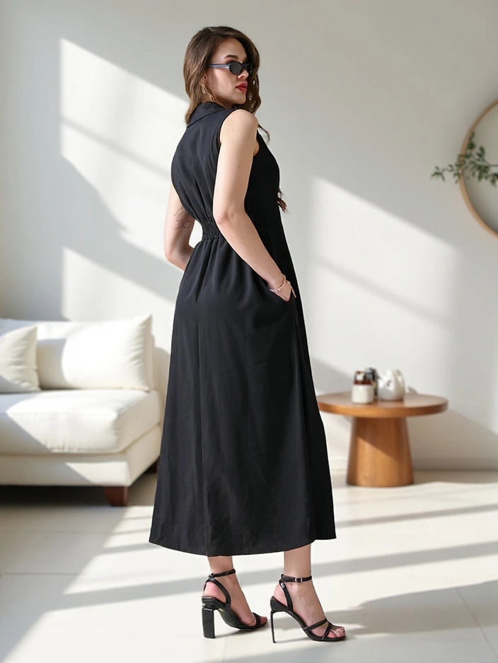 Resti Women's sleeveless dress with a wrap neckline Bizness