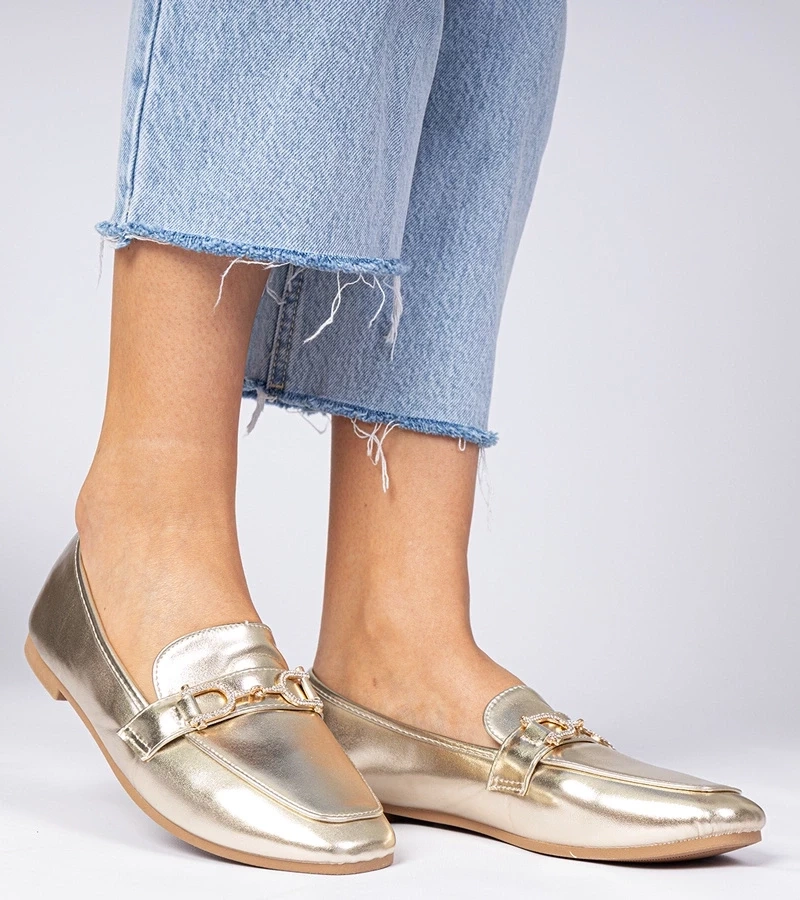 Gemre Pantofi eleganți aurii cu pietre strălucitoare Banzao