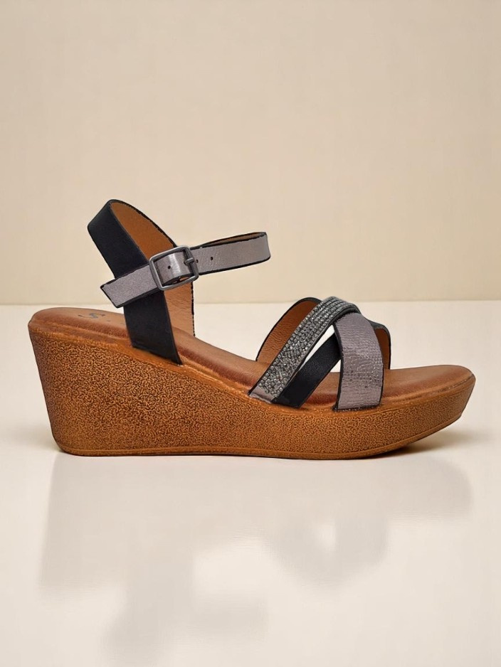 Resti Women&#039;s wedge sandals with rhinestones and glitter Glittera