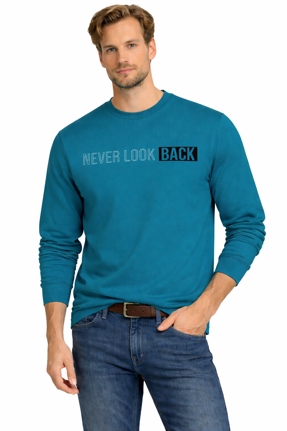 Пуловер Мъжки суитшърт тюркоаз