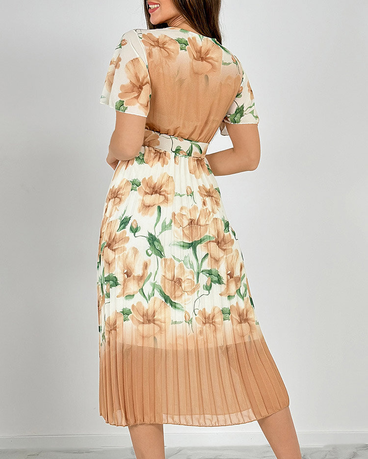 Resti Womens pleated floral midi dress