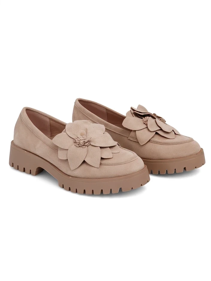 Resti Eco suede women&#039;s moccasins with Floverse flower