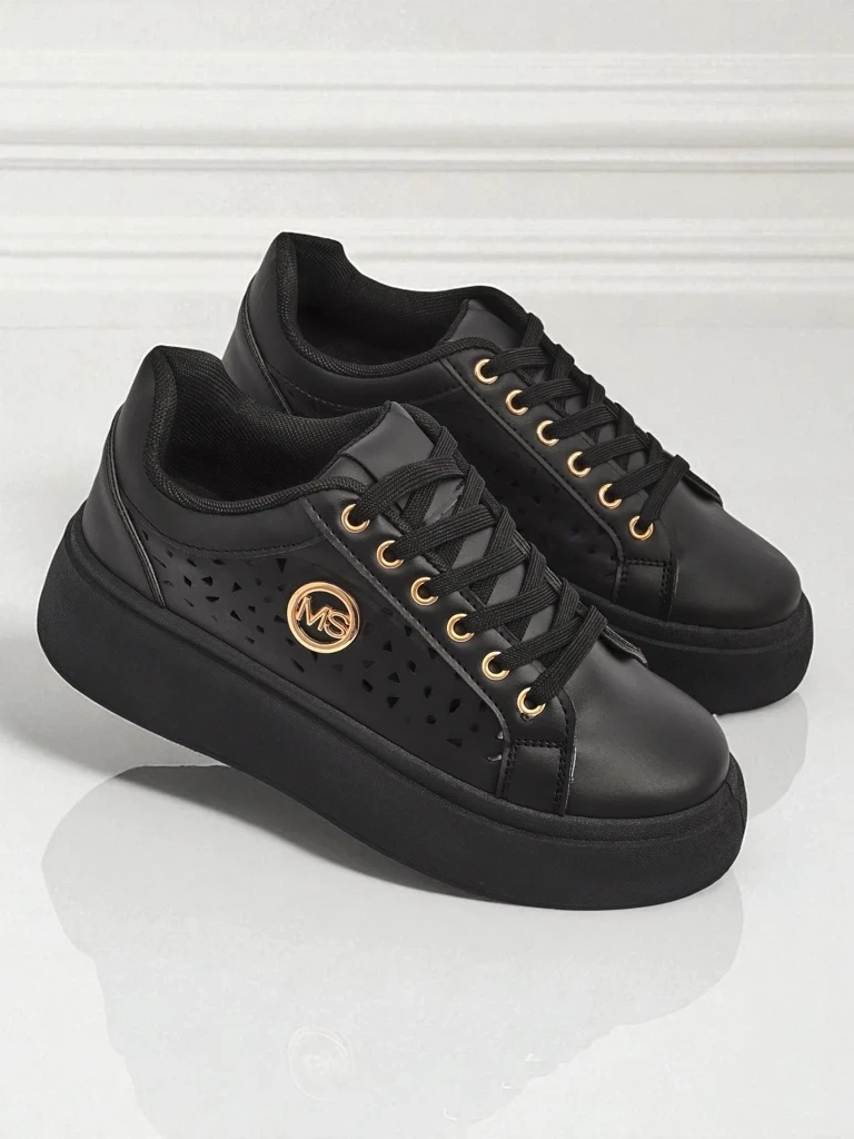 Resti Aurelia Nero - Black platform made of eco-leather, model LH201-8