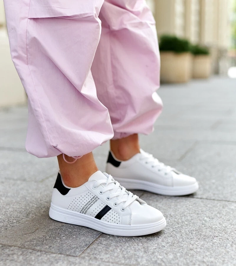 Gemre Sneakers alb-negru din piele ecologică Berdine
