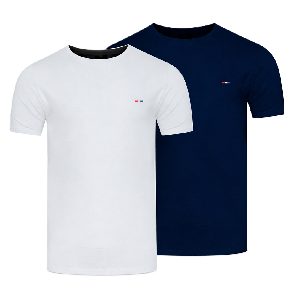 Starlee - Мъжка тениска, комплект от 2 броя, бяла и тъмносиня