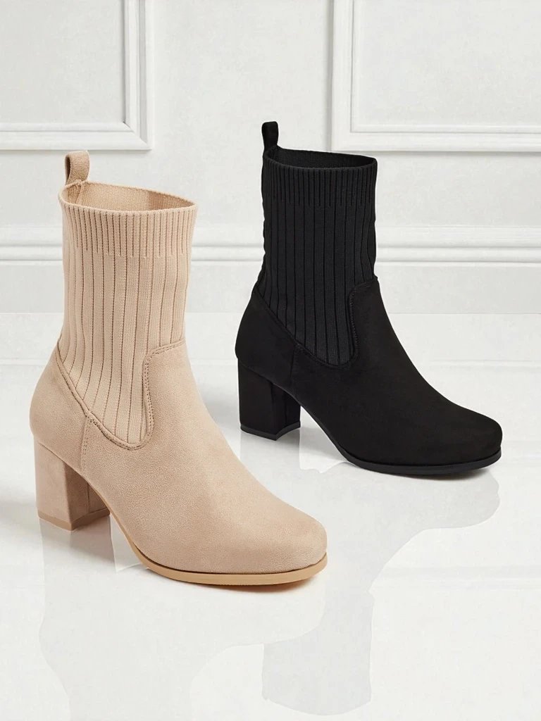 Resti Women's eco-suede heeled ankle boots with a sock-like insert LumenThorn