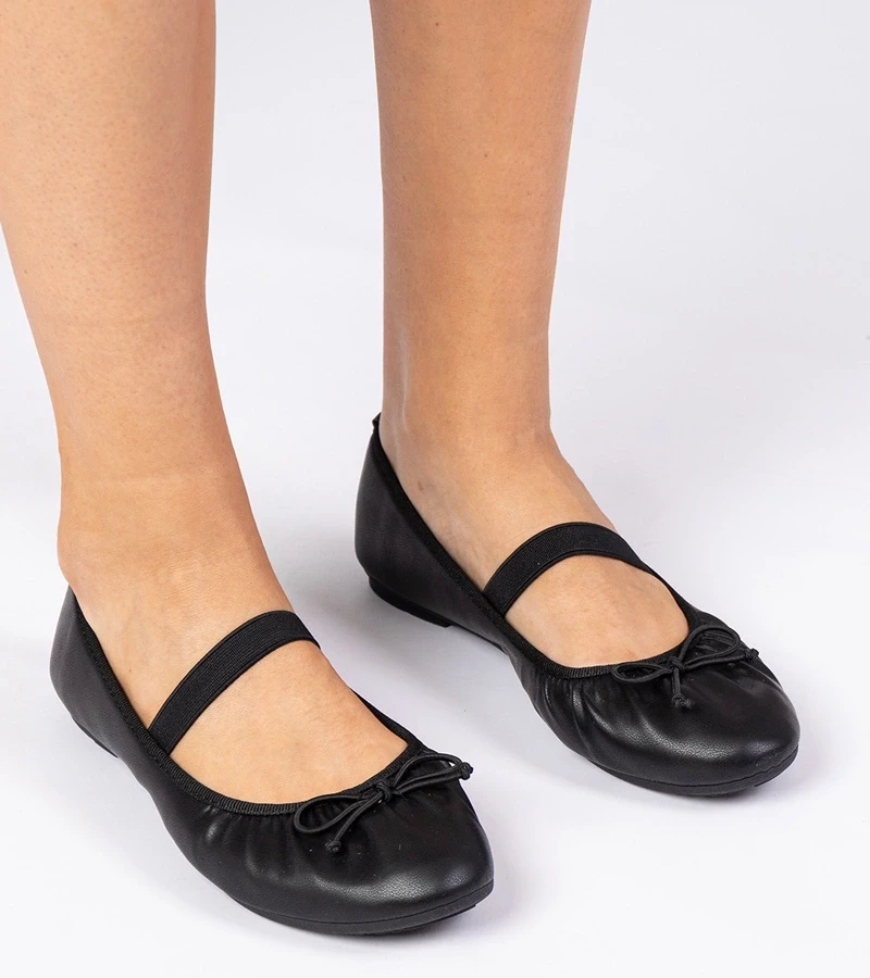 marka niezdefiniowana Black women's ballet flats with bow Lerona