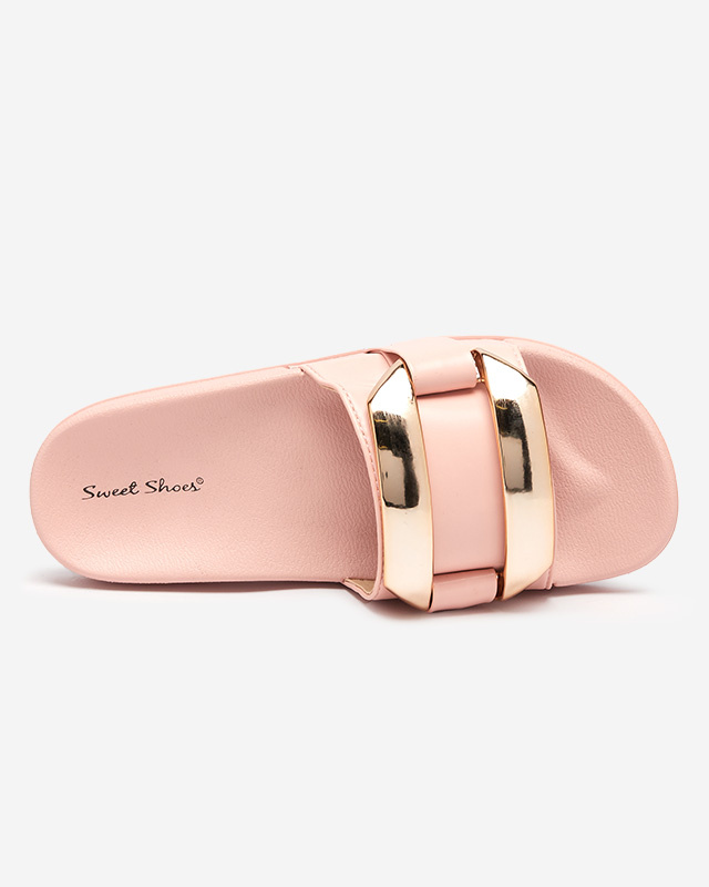 Resti Pink women&#039;s slippers with gold Serina ornament - Footwear
