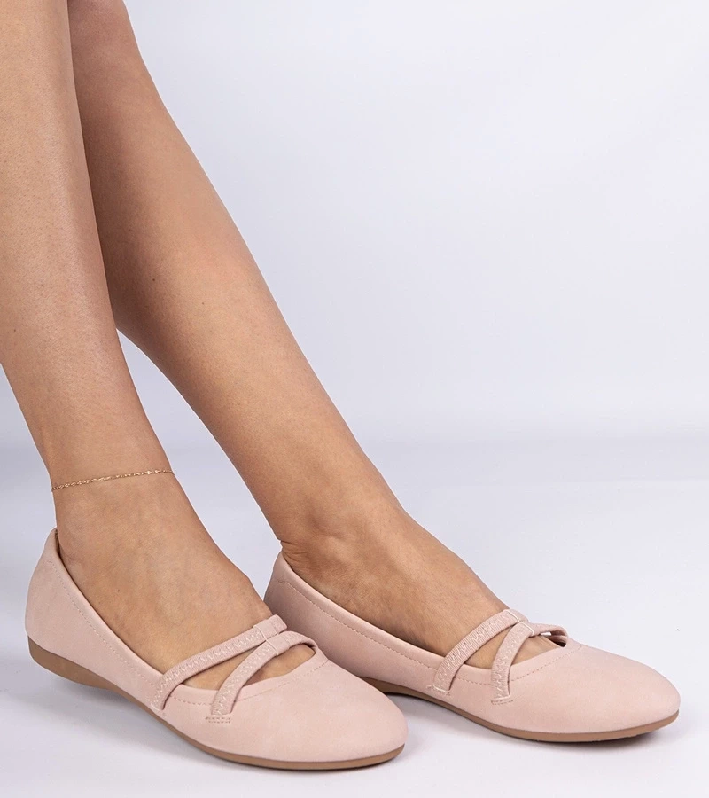 marka niezdefiniowana Pink women&#039;s ballerinas made of matte eco-leather Baronna