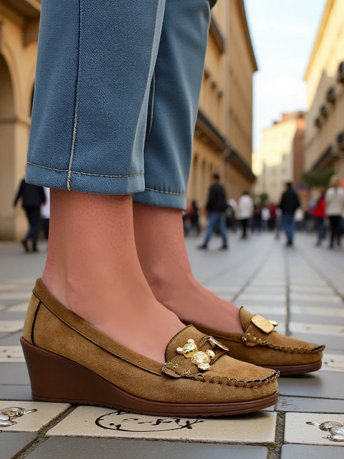 Resti Women's moccasins on a low wedge Mollan