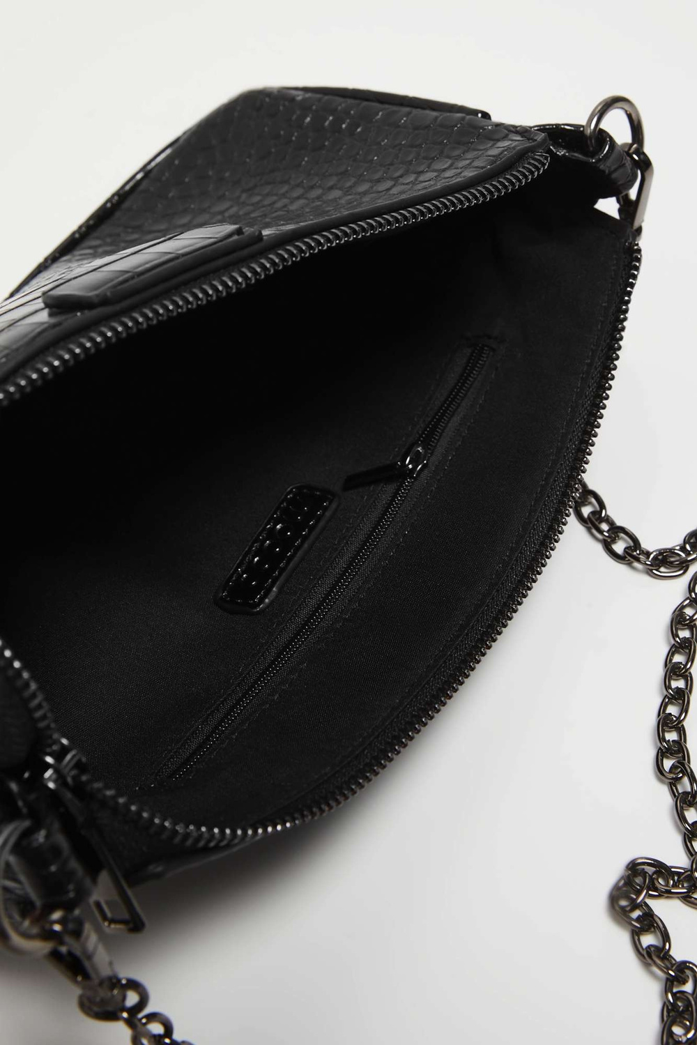 Marisse Imitation Snakeskin Shoulder Bag, Black