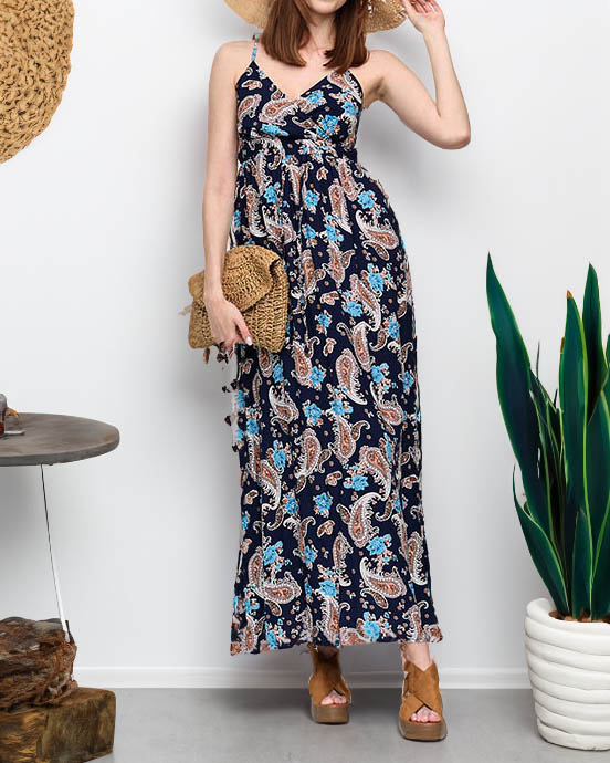 Resti Navy blue airy women's maxi dress - Clothing