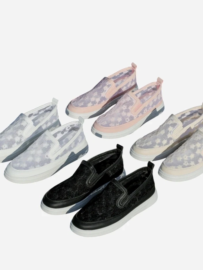 Resti Women's mesh moccasins with flowers Emzos