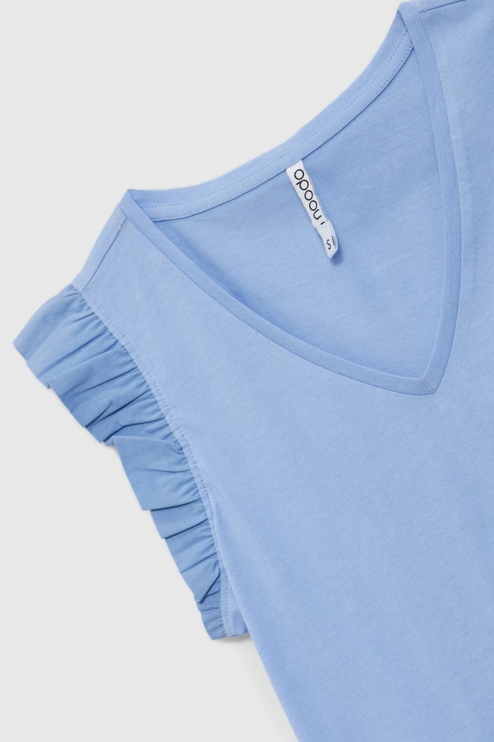 Marisse Sky Blue Blouse With Ruffles On The Shoulders