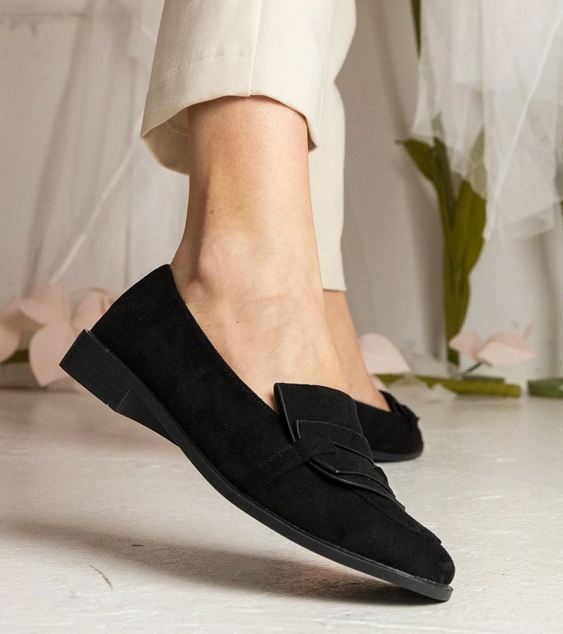 Gemre Pantofi clasici de damă negri din piele ecologică întoarsă Laiza