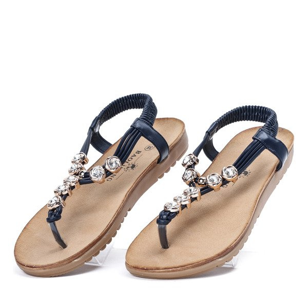 Resti Navy blue flip-flops with Keiko ornaments - Footwear