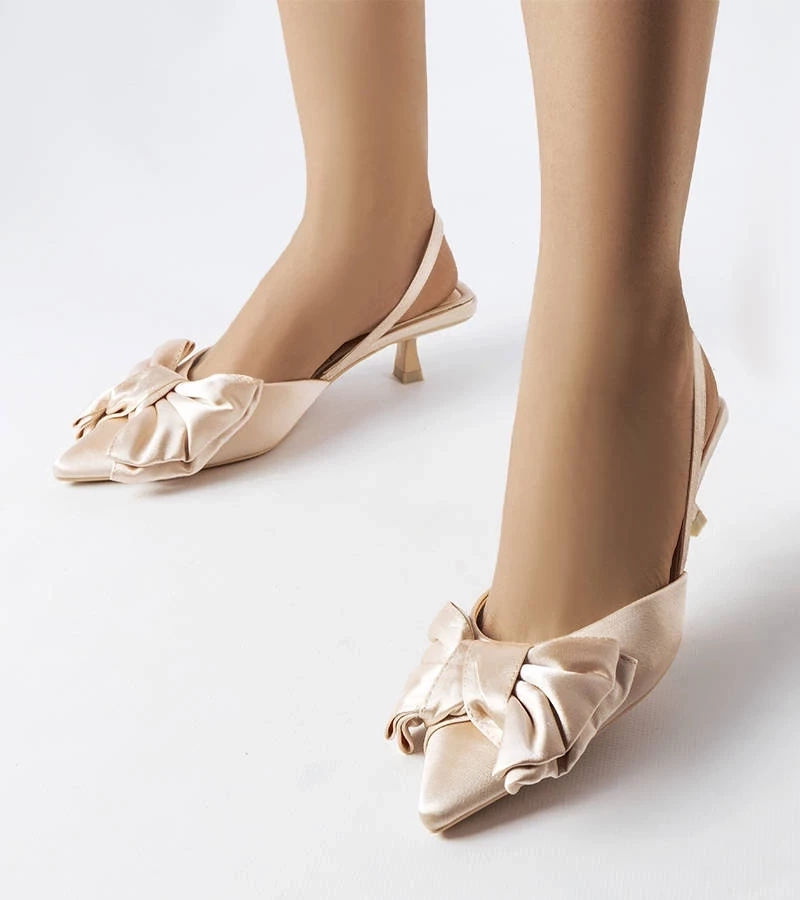 Gemre Stilettos bej cu fundiță Burlington