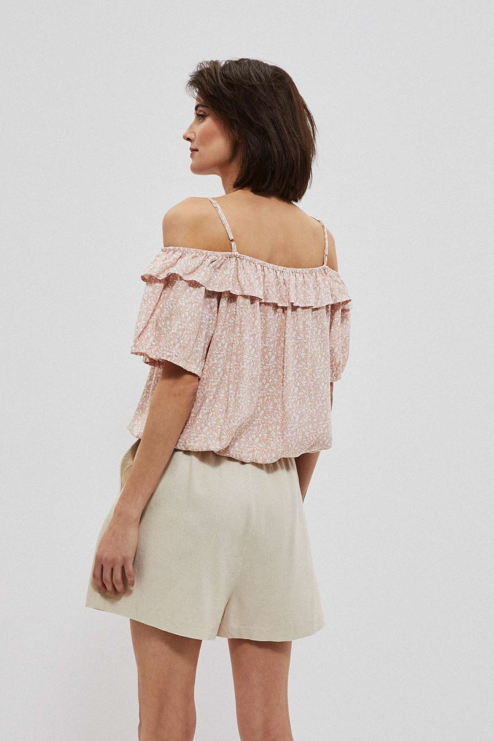Marisse Cold Arms Shirt With Ruffles L-Ko-3750 L.Terra Cotta