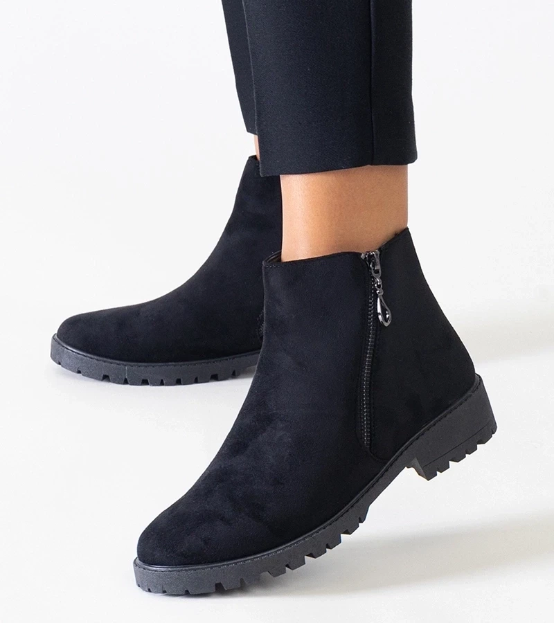 Gemre Botine negre cu inserții metalice din ecou-sams Branda.