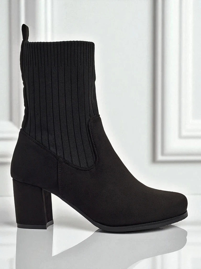 Resti Women's eco-suede heeled ankle boots with a sock-like insert LumenThorn