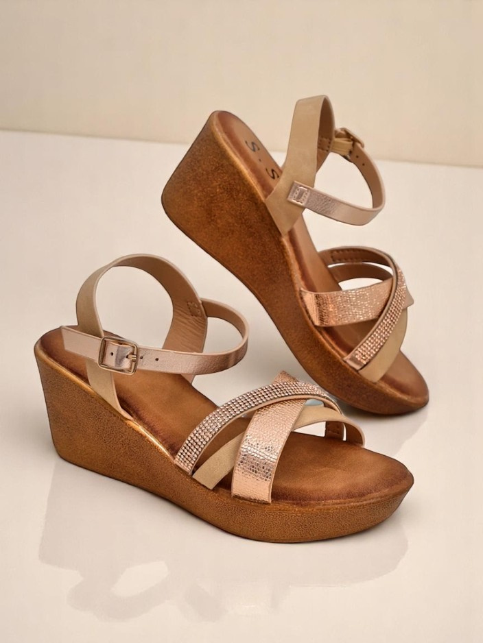Resti Women's wedge sandals with rhinestones and glitter Glittera