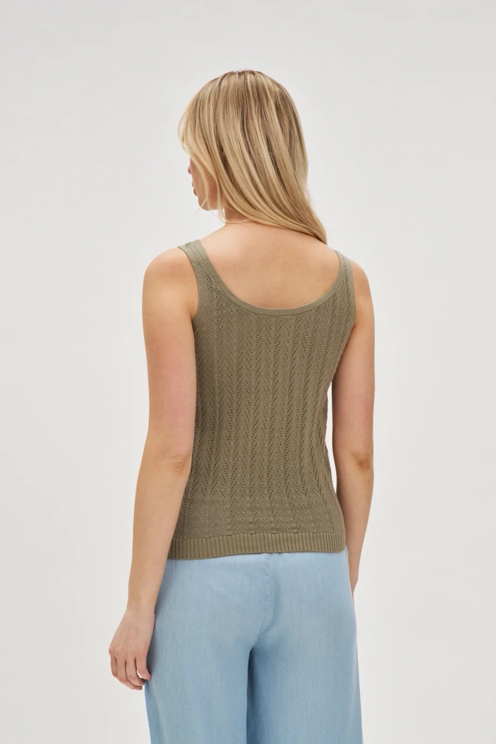Marisse Openwork Olive Top