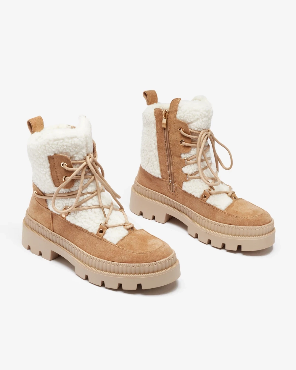 Resti Beige women&#039;s trapper boots with sheepskin Getatsa