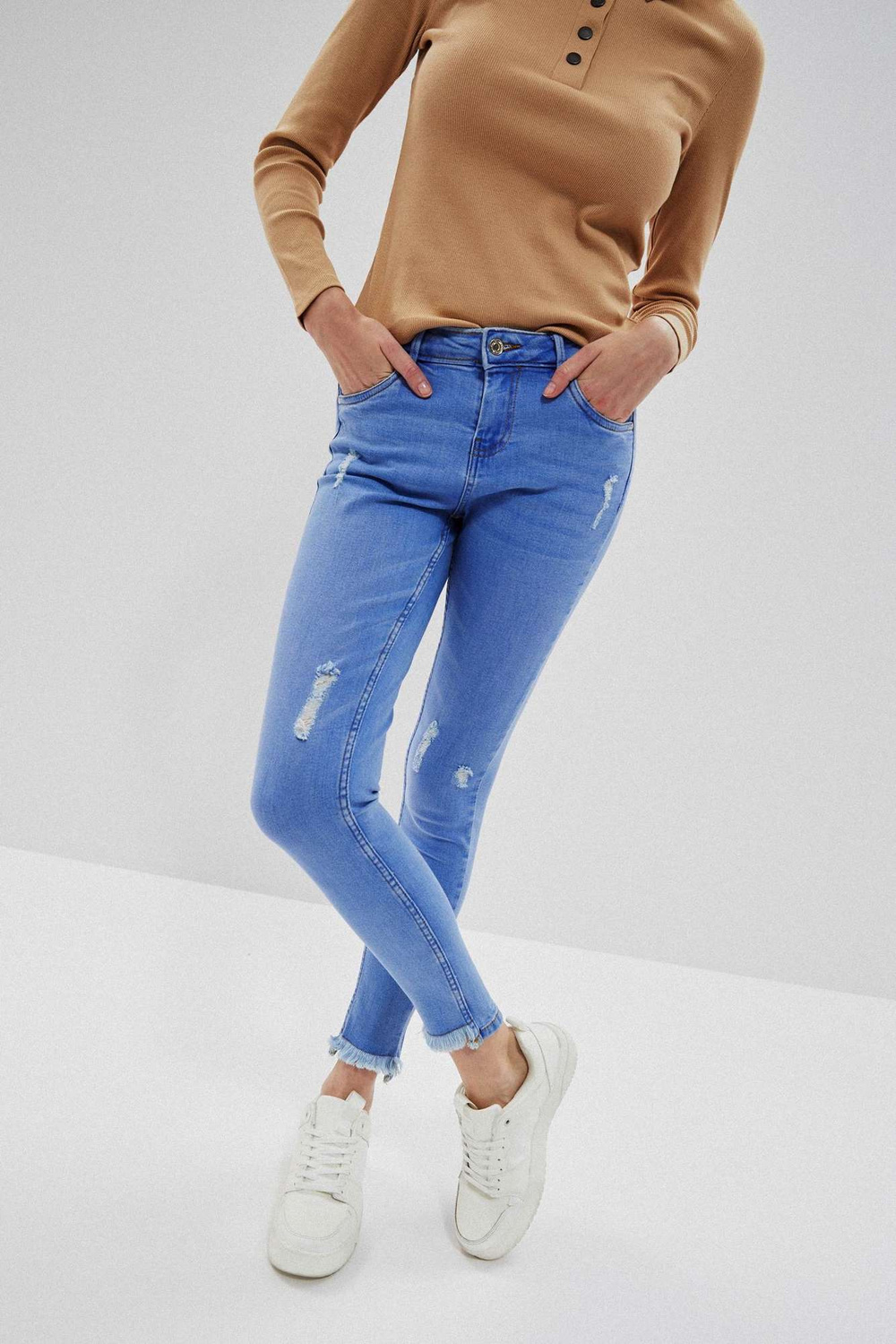 Marisse Medium Waist Distressed Jeans Z-Je-3604 Blue