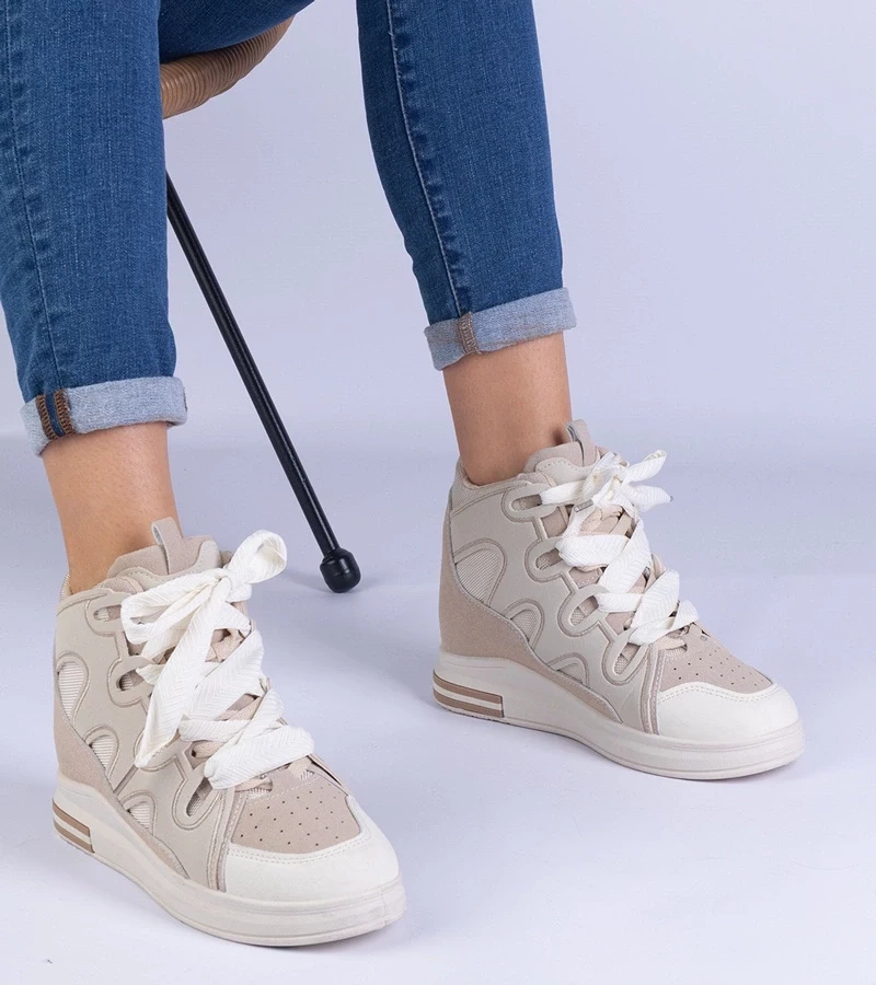 Gemre Adidași bej pentru femei cu șireturi groase Gralina