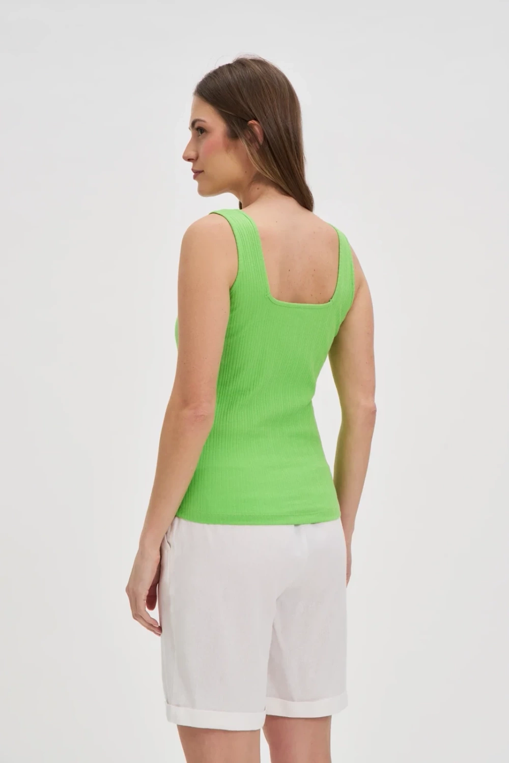 Marisse Green Ribbed Top