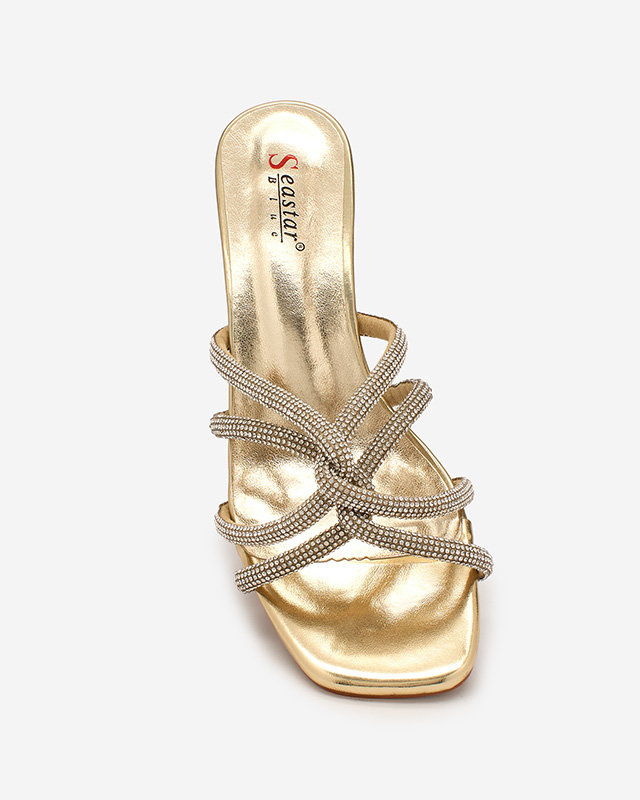 Resti Royalfashion Gold Women&#039;s Shiny Strides Heeled Flip-Flops