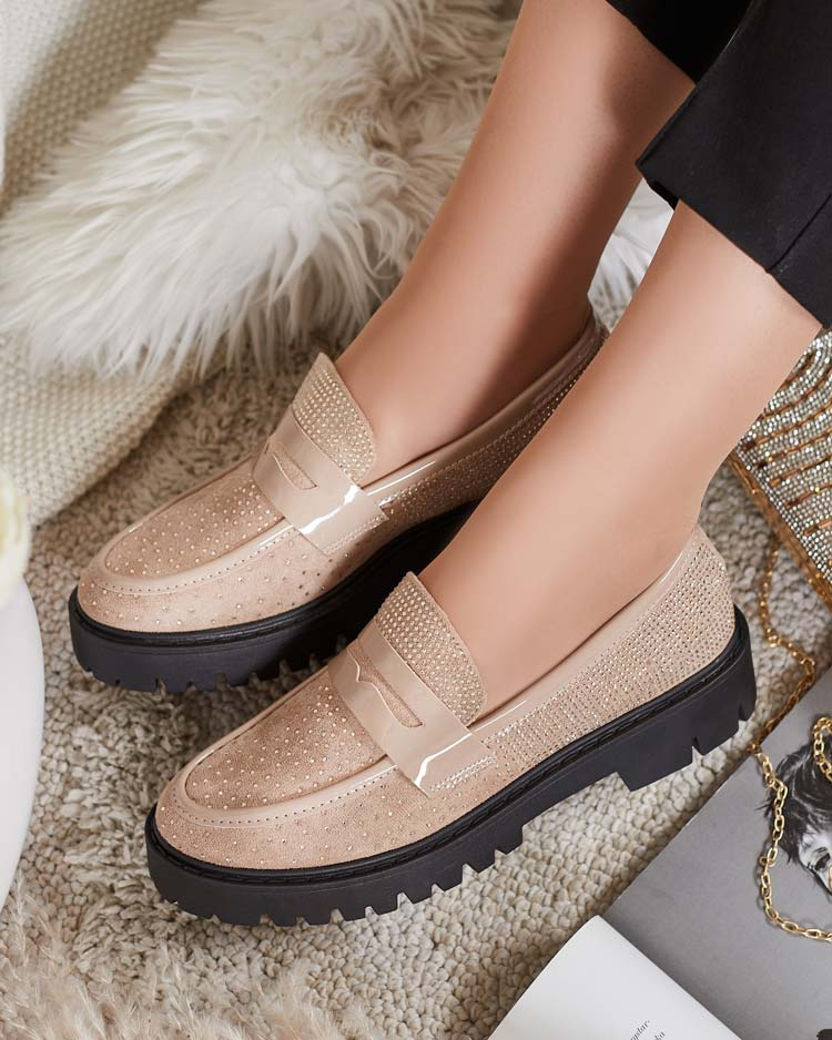 Resti Women&#039;s moccasins with zircons Shineshine