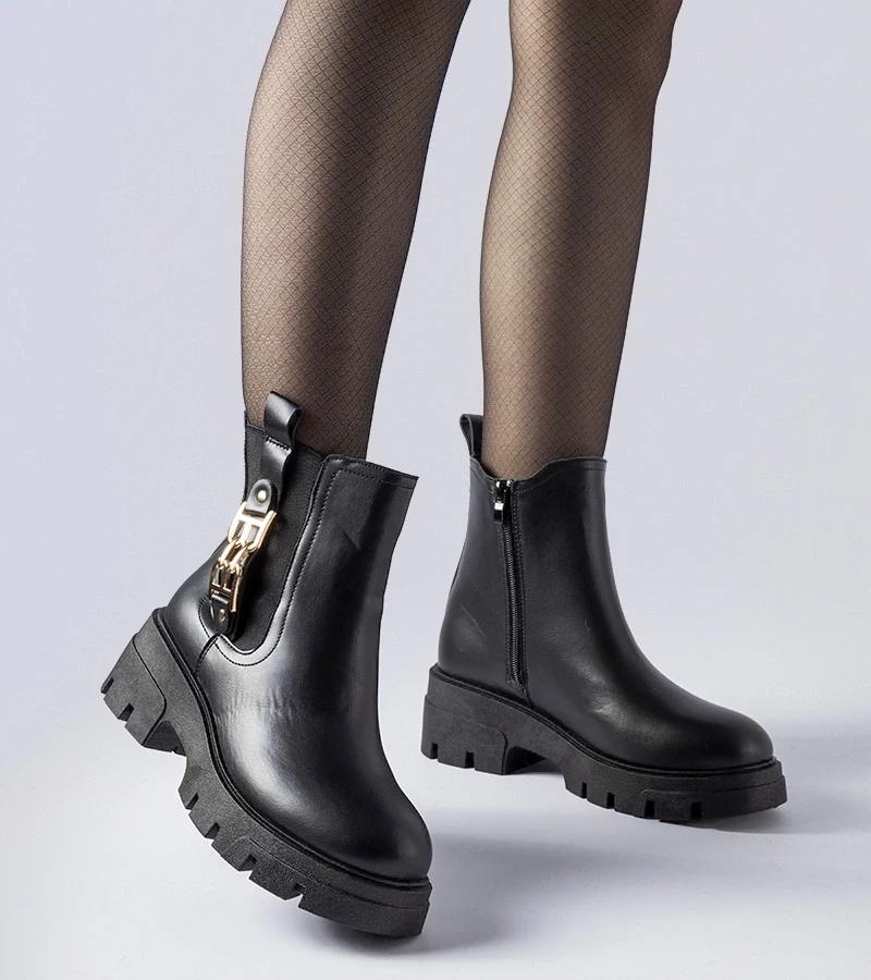 Gemre Bocanci negri masivi cu cataramă decorativă Nuovo