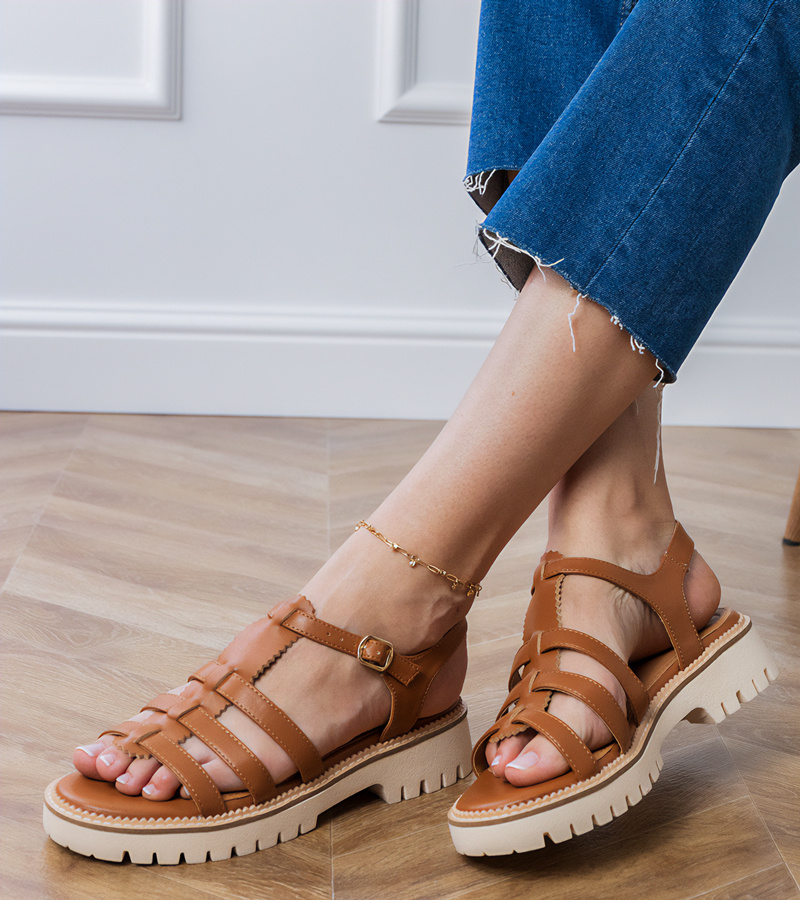D/CEO Brown Dunara buckle gladiator sandals