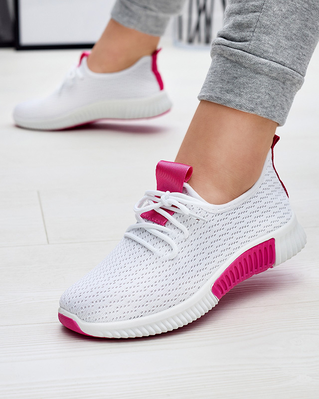 Resti White women&#039;s sports shoes with fuchsia inserts Kedeti - Footwear
