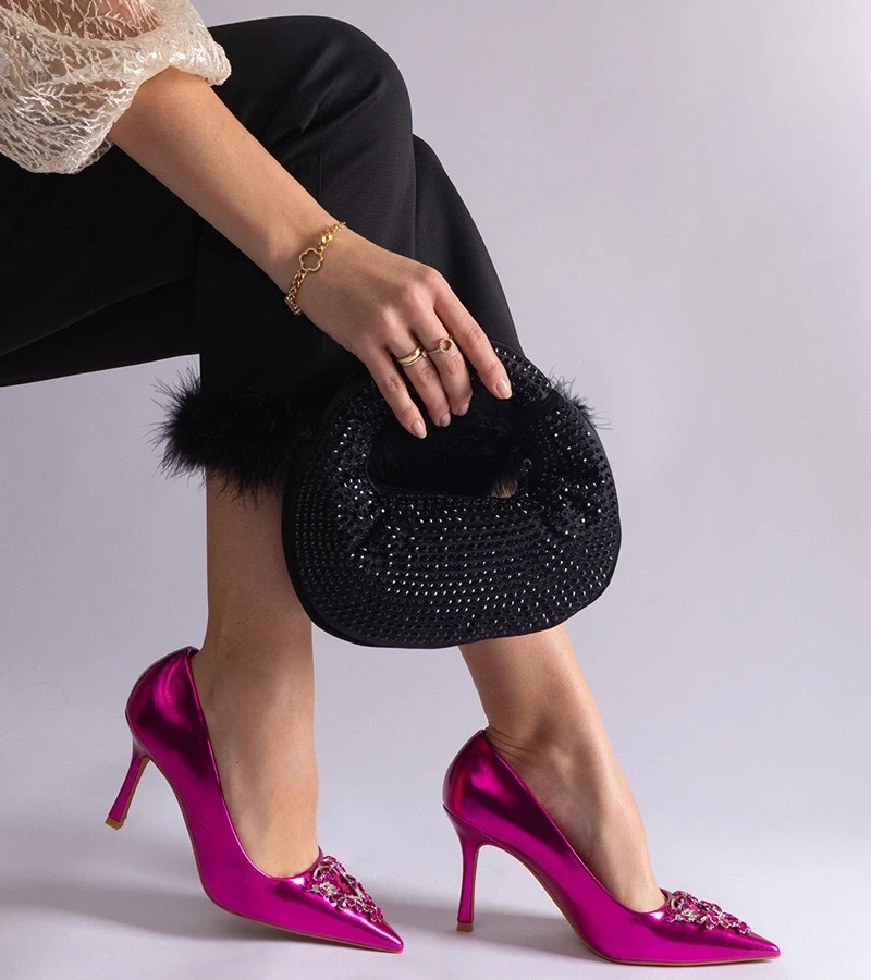 marka niezdefiniowana Pantofi stiletto roz cu pietre strălucitoare Almana