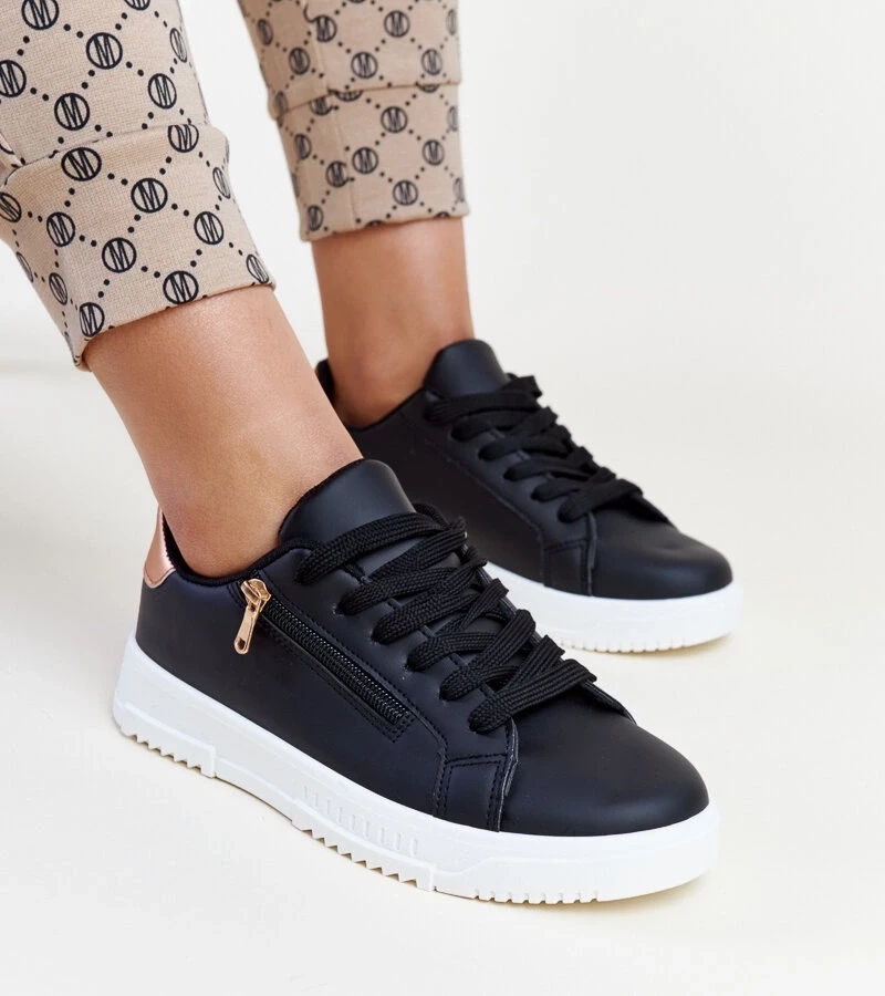 Gemre Adidași negri cu fermoar lateral Shanna